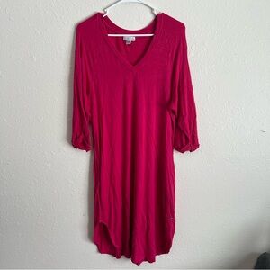 Se Soiree Pink V-Neck Quarter Sleeve Long Sleeve Top Dress Size Large